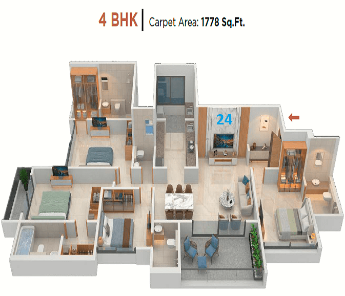 Ultra Luxurious 3BHK and 4BHK flats in Venkatesh Laurel Shivajinagar Pune